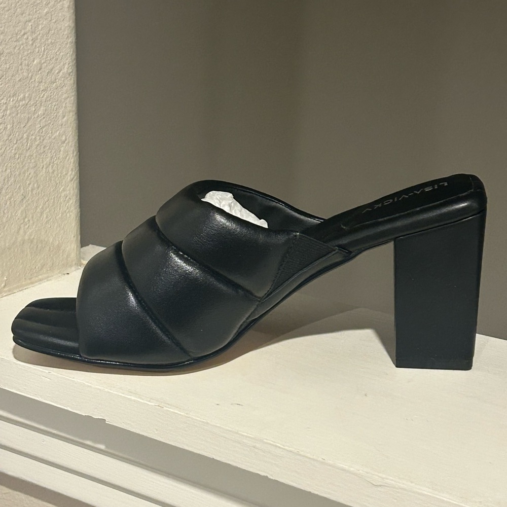 Lisa Vicky Very-V Black Sheep Napa Sandal Black Slip On Heel Women’s Sz. 9.5 NEW - Picture 3 of 10